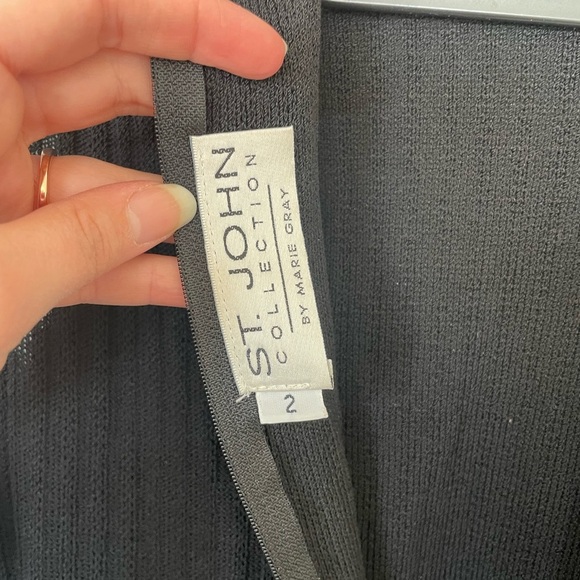 St. John Collection by Marie Gray Black Santana knit dress Set with Gold Buttons - Picture 11 of 11